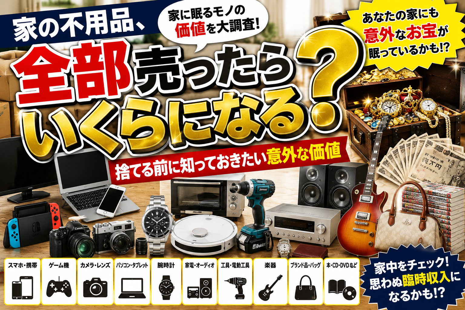 家の不用品、全部売ったらいくらになる?捨てる前に知っておきたい意外な価値