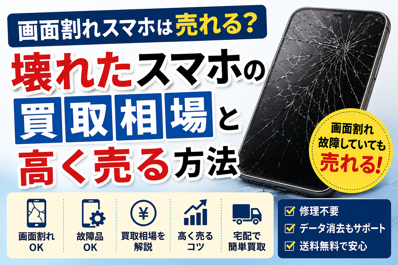 画面割れスマホは売れる?壊れたスマホの買取相場と高く売る方法
